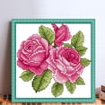 thumbnail image 2 of Kit Punto Cruz Con Flores Impresas 14 Quilates Bordado Parcial Rosa (17x17 Cm), 2 of 9
