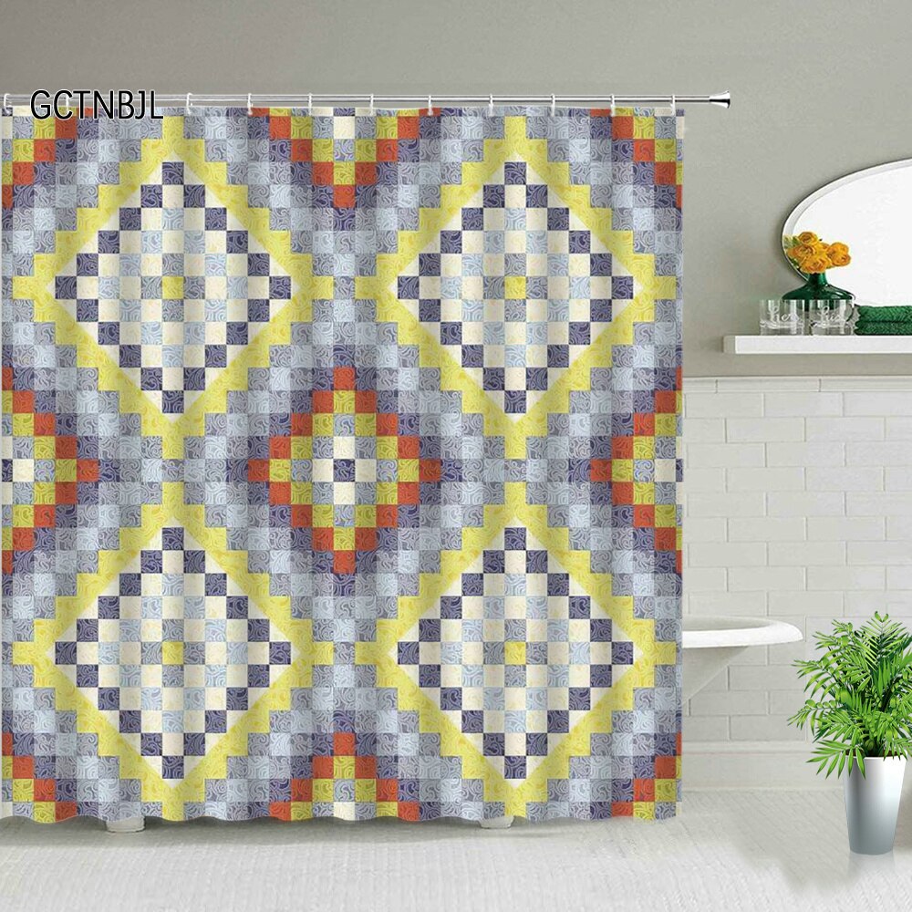 Bohemian Shower Curtains Geometric Black And White Stripes Waterproof