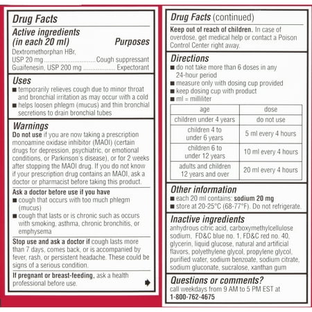 Children's Robitussin Kids Cough Congestion DM and Cold Medicine, 4 Fl Oz