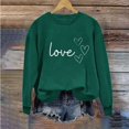 thumbnail image 2 of Sudadera Penkiiy Valentine para mujer: lindas camisetas del día de San Valentín Love Heart Graphic Print Suéter de manga larga Tops L Green, 2 of 5