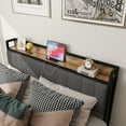 thumbnail image 3 of US Queen Size Bed Frame Charging Station Upholstered Headboard Metal Platform, 3 of 8