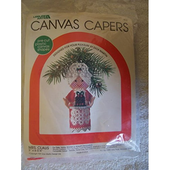 Mrs Claus Canvas Capers Plastic Canvas for Tree, Table, Mantel or Wreath Decoration 3" X 6.75"