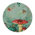 thumbnail image 4 of WYYP Mushrooms Flowers Butterfly Round Tablecloth 100% Polyester Fiber Full Width Single-Sided Printing White, 4 of 8