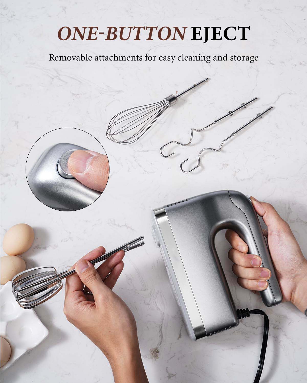 GDOR 450W Hand Mixer With 5 Stainless Steel Attachments photo 5