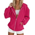 thumbnail image 4 of hotojiny Women's Zip up Hoodies Casual Long Sleeve Oversized Sweatshirts Fall Winter Warm Jackets Athletic Outwear with Pockets, 4 of 6