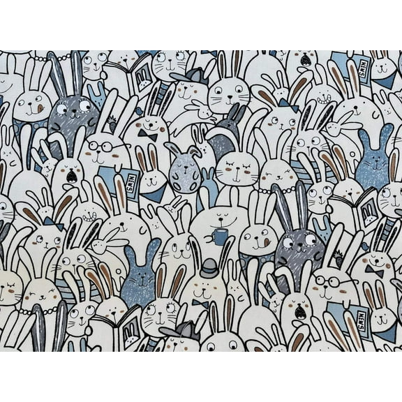 Rabbit Print Oxford Cotton Fabric – Lightweight Material for Sewing Half Yard