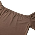 thumbnail image 6 of Women's T Shirts Classic Retro Long Sleeve Off Shoulder T Shirt with Fringe Womens Tees Brown L, 6 of 6
