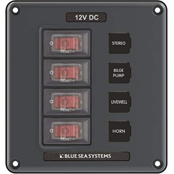 Blue Sea Systems 4320 Breaker/switch Panel, 4 Pos., Gray