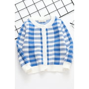 Baby Girls Striped Button Closure Thickened Cardigan Sweater