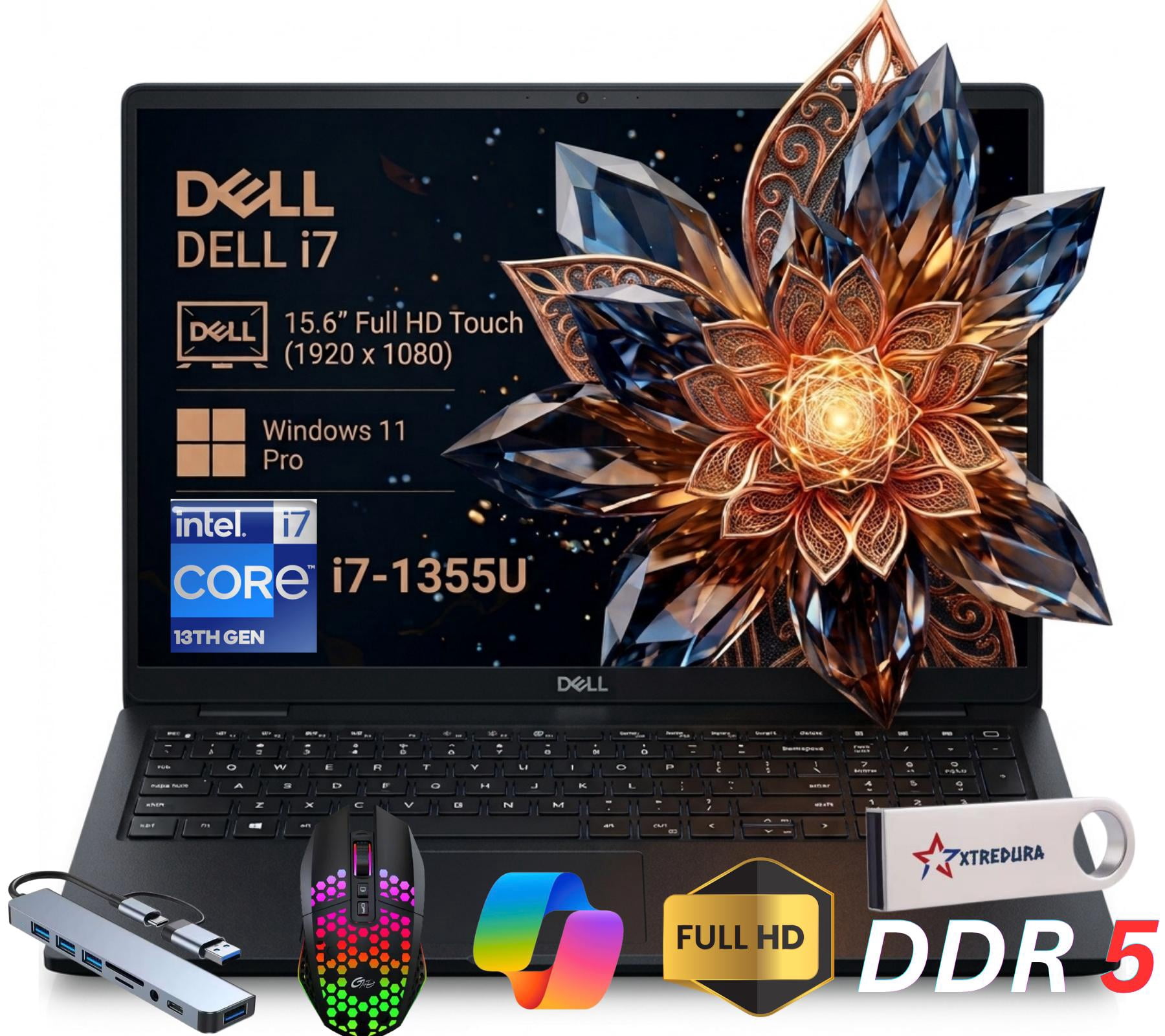 Dell, Laptop, 15.6-inch FHD Touchscreen, AMD Ryzen 5-7530U