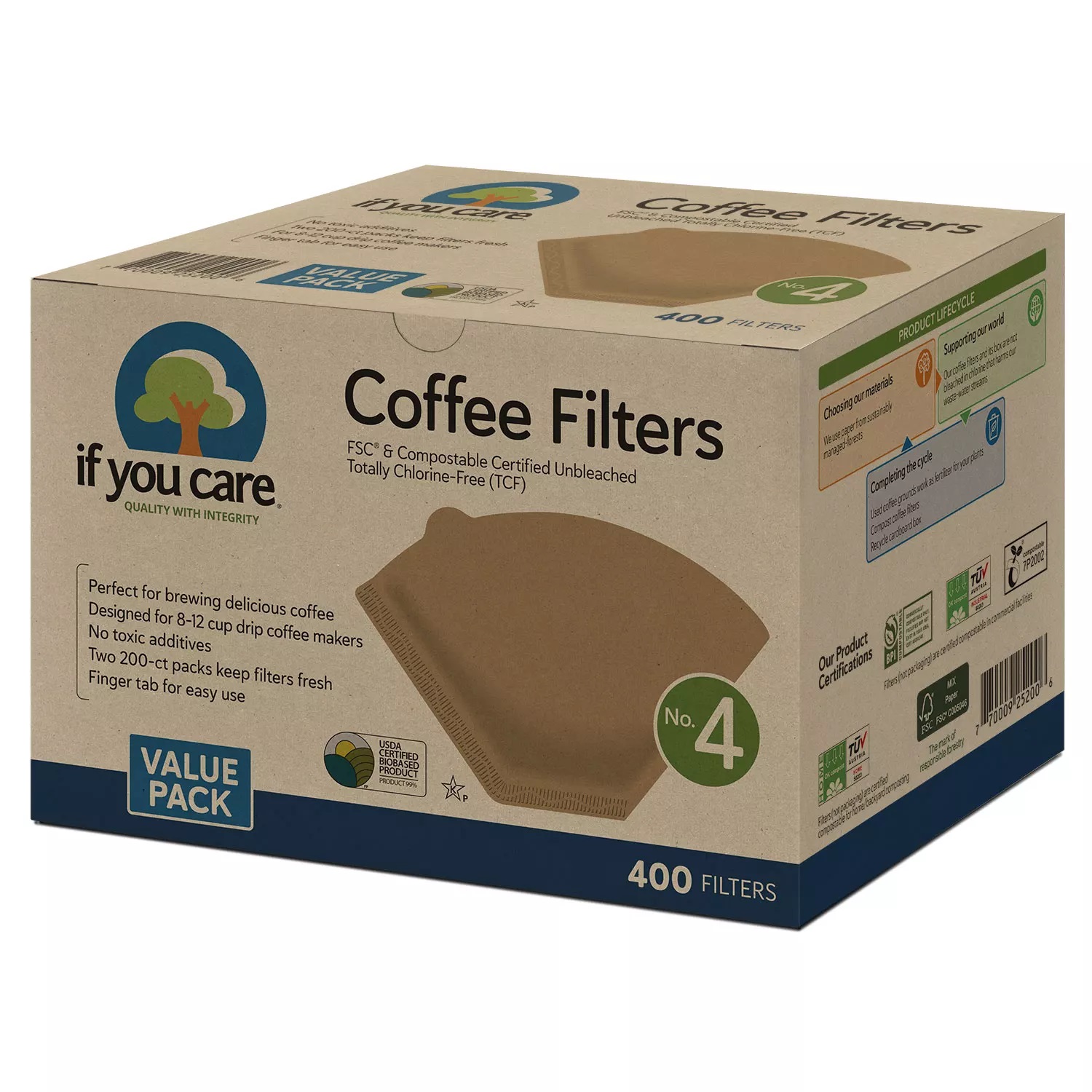 If You Care 4 Unbleached Coffee Filter (400 Count)