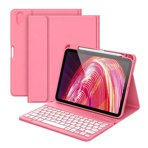 GJX for Ipad A16 11Th 10Th Generation Case with Keyboard,7 Colors Backlight Detachable Folio Keyboard Case for Ipad(A16)11Th Gen 2025&10Th Gen 10.9In 2022,Smart Wake/Up,Watermelon Red