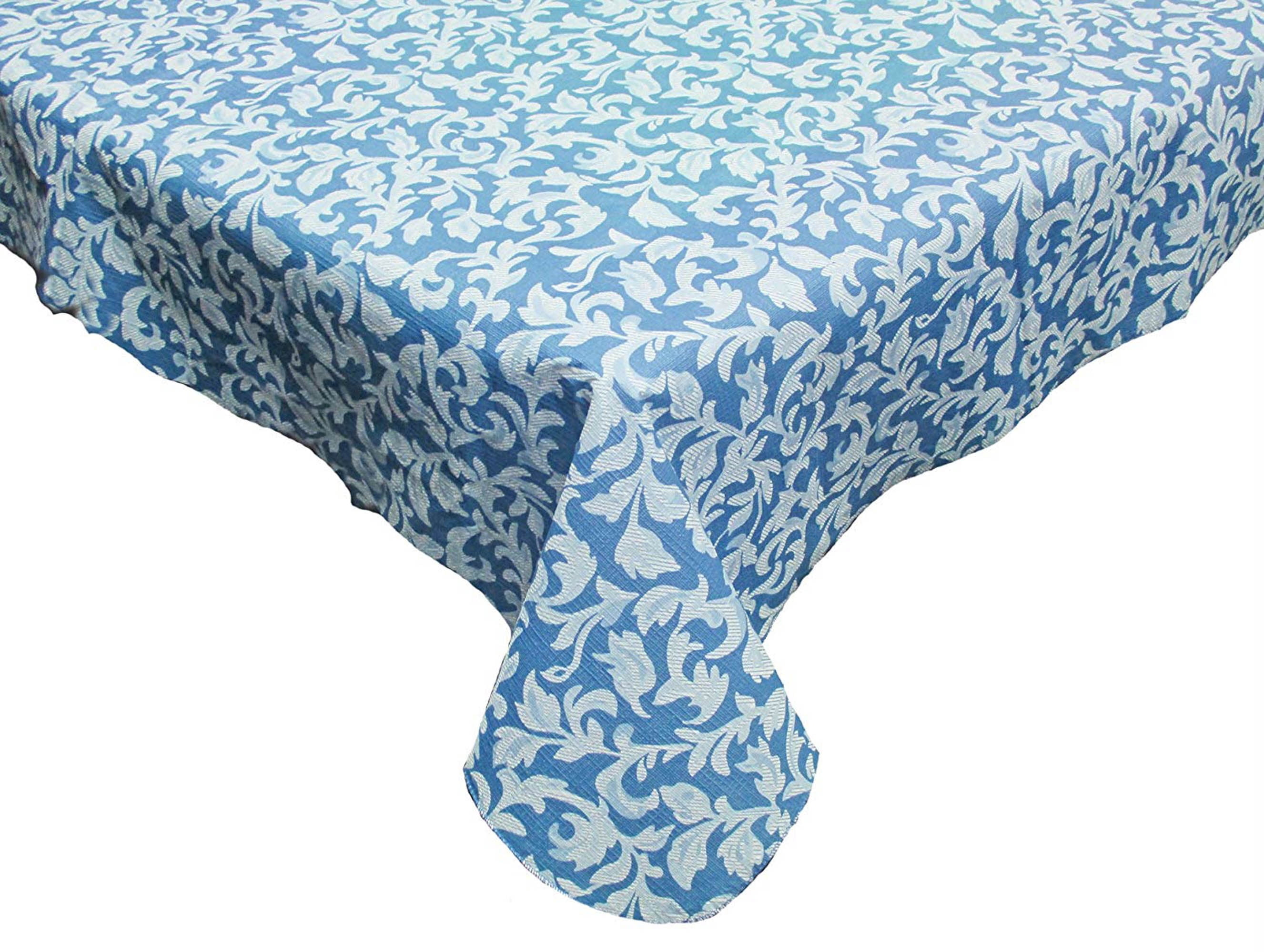 J & M Home Fashions Vinyl Blue Paisley Tablecloth