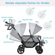 Infans Foldable Double Baby Stroller Lightweight Front & Back Seats Pushchair Gray