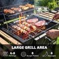 thumbnail image 3 of 20” Charcoal BBQ Grill with Wheels – Black Outdoor Patio Barbecue, Adjustable Pan & Thermometer – Spacious Cooking Area, 3 Shelves for Garden & Backyard Grilling, 3 of 7