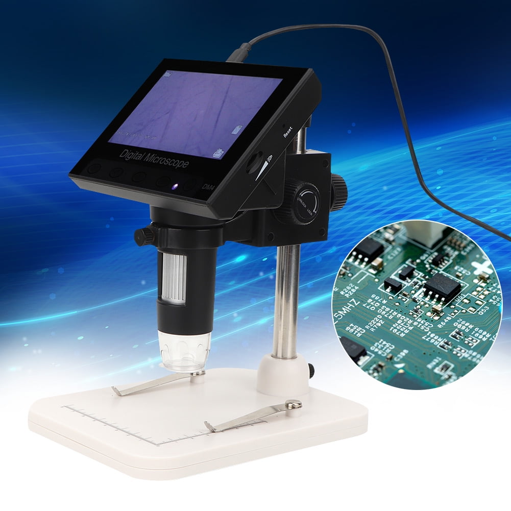 LCD 720P Portable Magnifier Adjustable 8 LEDs Metal Stand 01 FRIUSATE 1000X 4.3 Digital USB Microscope Rechargeable Battery 
