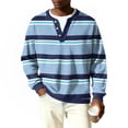 thumbnail image 6 of Nokdvo Long Sleeve Waffle Shirt Men Fashion Striped 1/4 Button Up Henley Casual Pullover Top Fall Winter Quilted Knit Solid Color Loose Workout Shirts,Blue S, 6 of 6