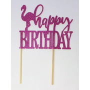 Flamingo Theme Happy Birthday Cake Topper, 1PC, Birthday Cake Topper, Birthday Photo Props, Summer Party, Photo Props (Pink)