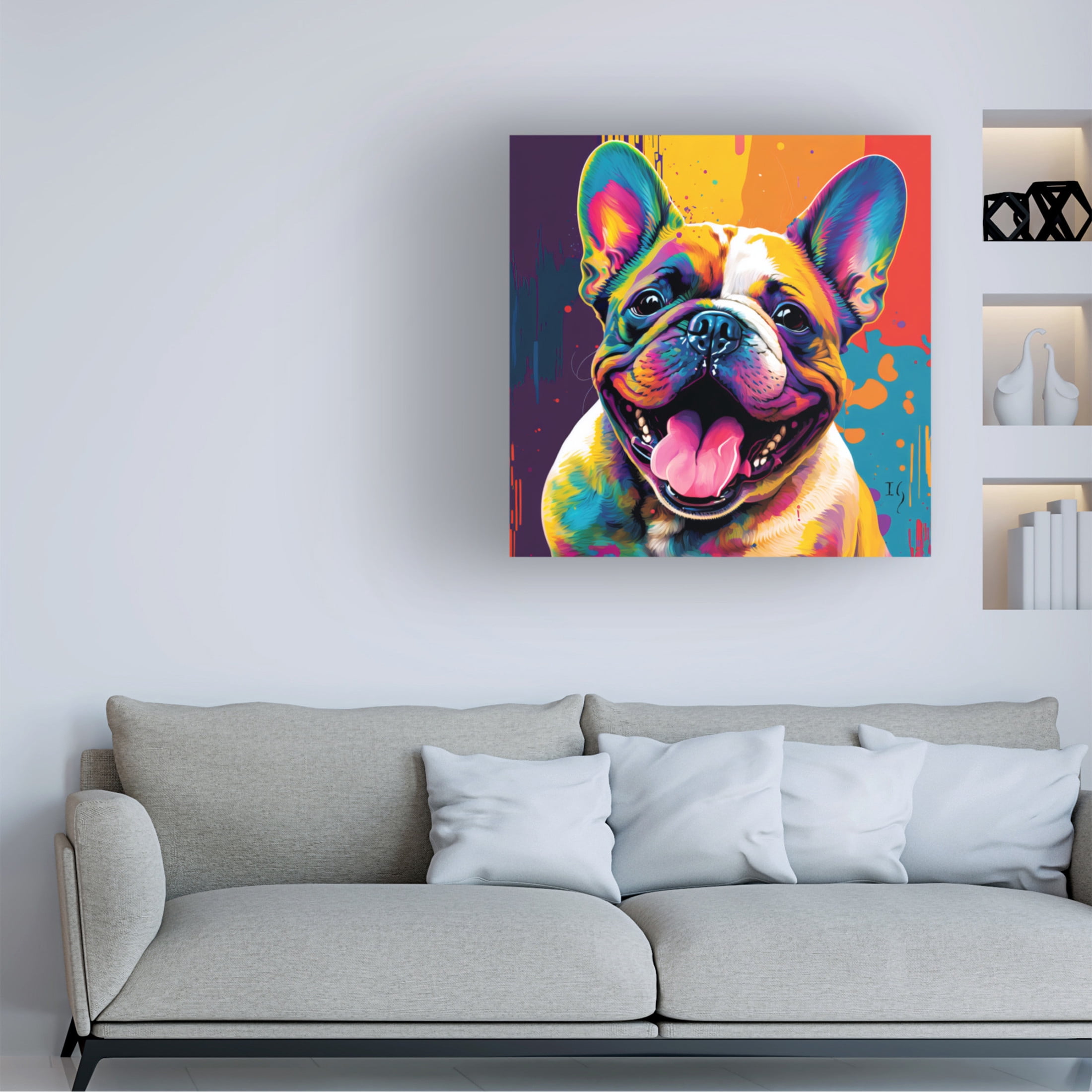 Canvas Wall Art - Ivan Guaderrama 'Vivid Bulldog Bliss' Wall Art for Living Room, Bedroom, or Office Décor by Trademark Fine Art - 24 x 24 Inches