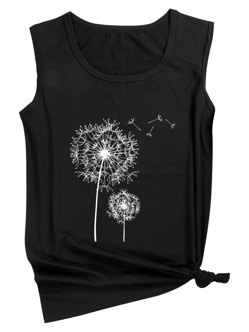ZXSXSY Women Dandelion Printed Crew Neck Sleeveless Casual Tank