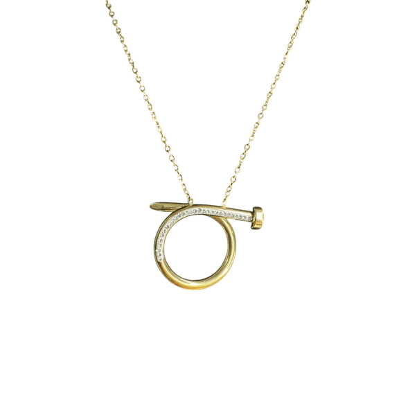 Odysey Modern Angel Pendant Necklace, Gold-Toned Chain with Crystal Accents, Adjustable Length (Twist)