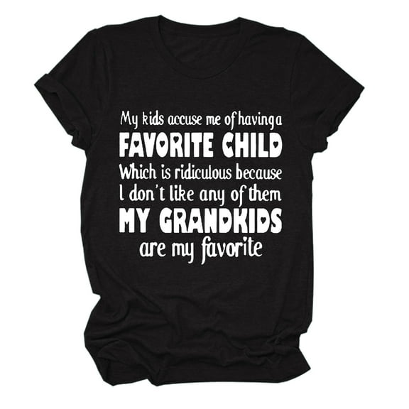 Viikei Women's Plus Size Short Sleeve Letters Print O-Neck Tunic T-Shirt