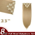 thumbnail image 2 of Extensions de Cheveux Droites à Clip Complet Synthétiques 8 Pcs 18 Clips pour Femmes, 2 of 5