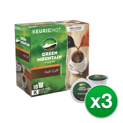 Green Mountain Coffee Roasters HalfCaff single serve KCup pods for