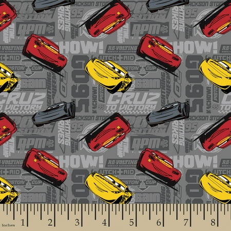 Disney Pixar Cars Fabric - Disney Pixar Cars Toss Cotton Fabric By The Yard