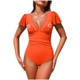 thumbnail image 2 of Odbmxy Women One Piece Swimsuit Summer Tummy Control Woman Bathing Suits Orange Padded Vacation Graphic Bikinis, 2 of 6