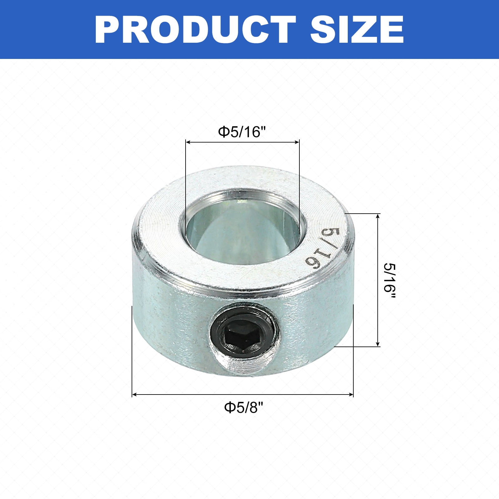 16pcs Set Screw Collars 5/16" Bore Carbon Steel Shaft Collars, 5/8" OD, 5/16" Width Lock Axle Collar Clamp