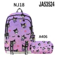 thumbnail image 1 of 2PC-SET Printed Kuromi School Bag Backpack Pencil Case Sports Backpack Lightening Zipper Shoulders Outdoor Bag, 1 of 7