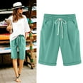 thumbnail image 2 of biudgviw Bermuda Shorts for Women High Waisted Summer Shorts Cuffed Hem Plus Size Lounge Knee Length Shorts with Pockets, 2 of 6