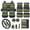 Aztec Ethnic Sunflowers, variant on Dog Paw Car Interior Cover Sets, Front Rear Seat Covers with Steering Wheel Cover Floor Mats Car Seat Belt Pads Center Console Covers Cute Cup Coaster Keychain, 17 PCS, Brown