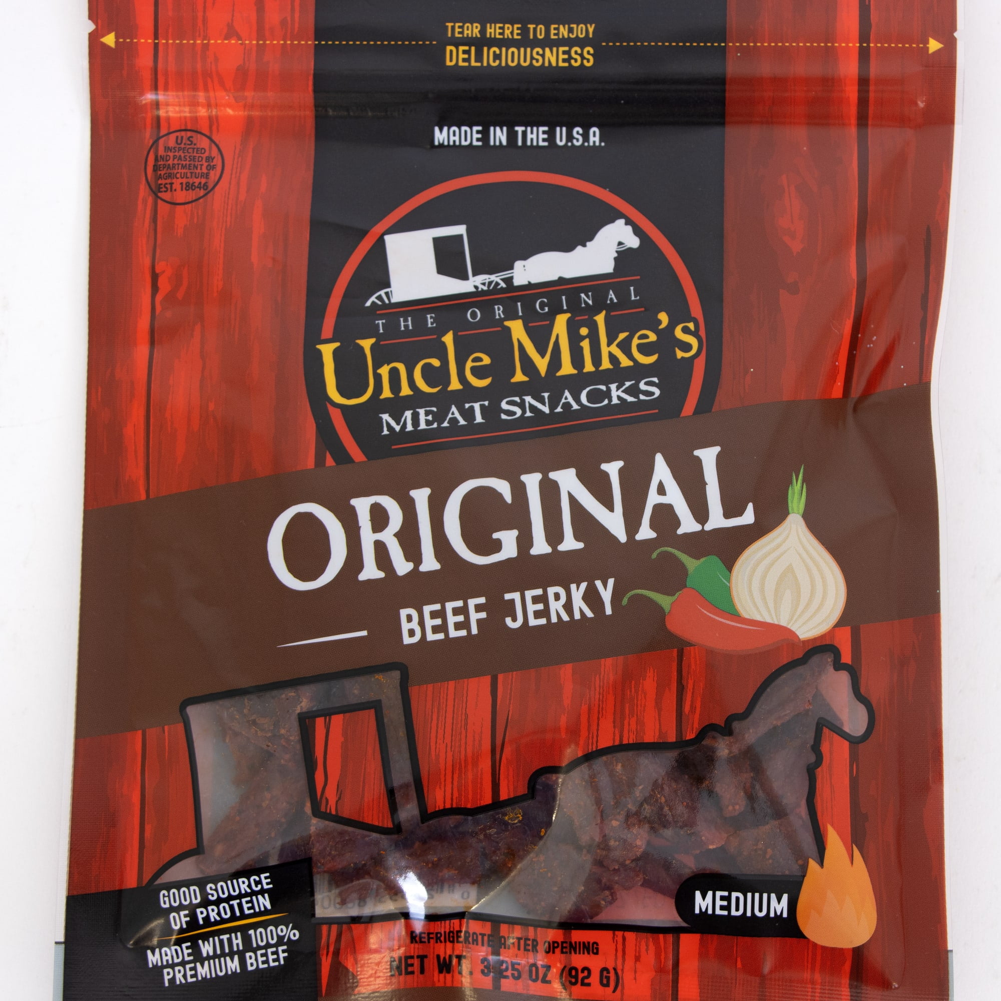 Uncle Mike's Beef Jerky Snacks - Gluten Free, 2 Bags, Tasty Original Flavor