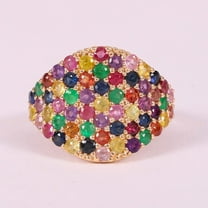 Multi Sapphire Gemstone Band Ring, Cocktail Minimalast Rainbow Sapphire Jewelsy, Stacking Ring, Party Wear Jewelry Prong Set and Dome Ring.