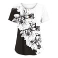 thumbnail image 4 of Craaazy Casual Womens Floral & Paisley Print Henley Top Crewneck Short Sleeve Pleated Front Loose Fit Top for Summer Gifts, 4 of 8