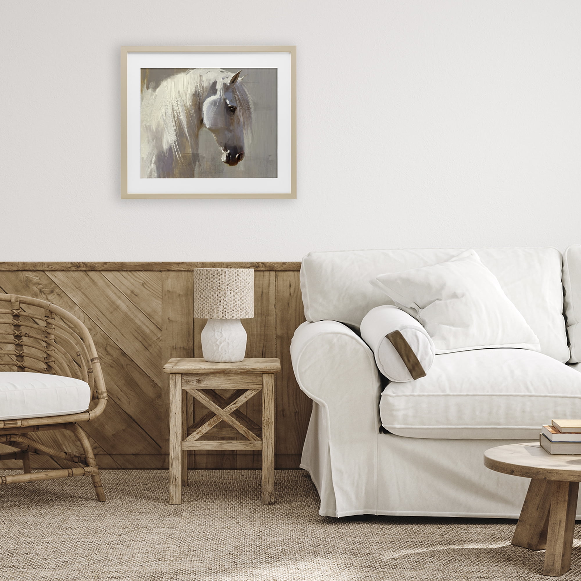 Stupell Industries White Moon Horse Birch Framed Print Under Glass, design by Svetlana Aleynikova