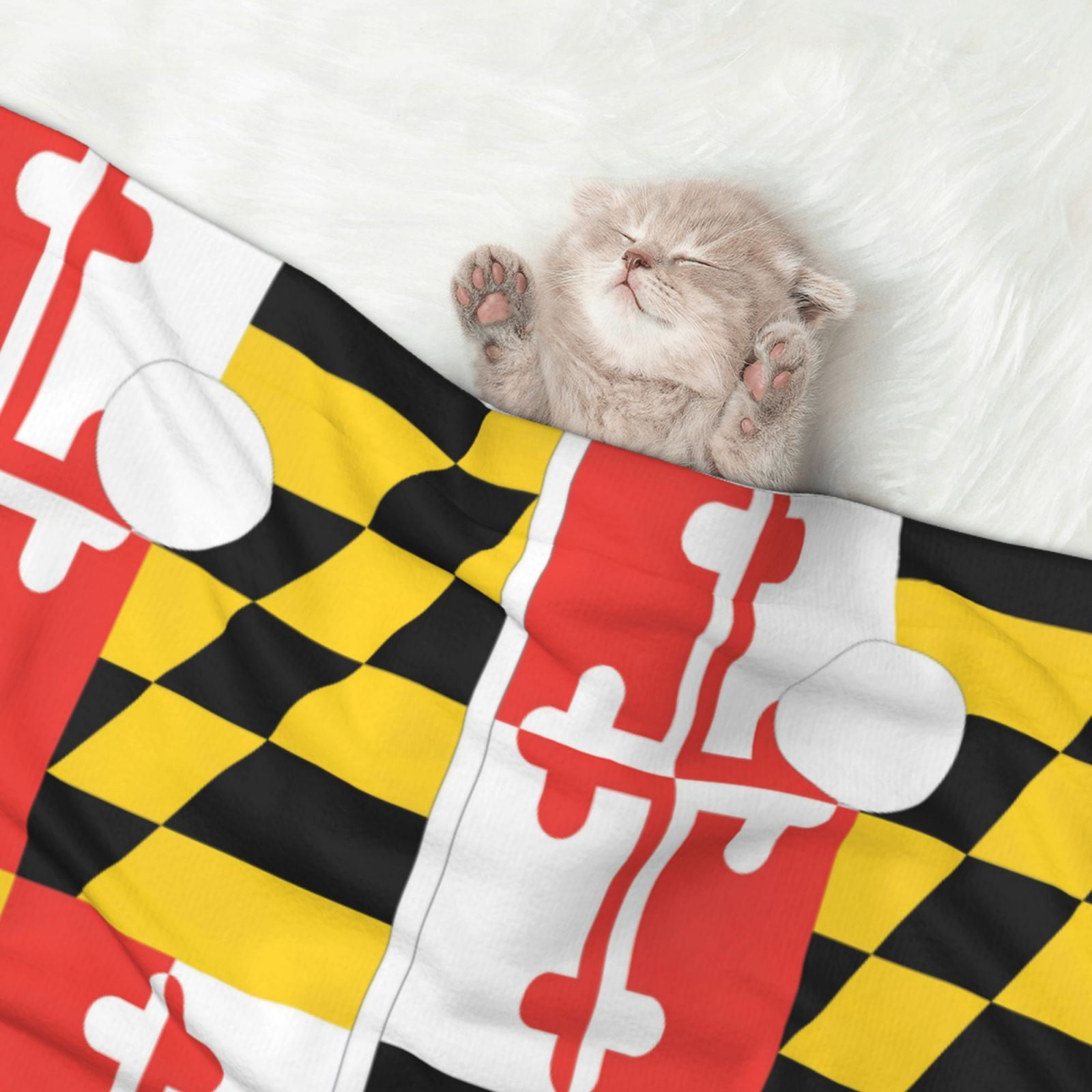 Maryland Flag Dog Blanket Soft Warm Flannel Cat Blanket Great Pet Throw for Cats Puppy Small Medium Large Dog