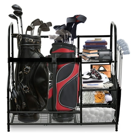 Morvat Double Extra Large Metal Golf Organizer Stand with Club Bag