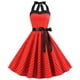 thumbnail image 1 of ICHUANYI Clearance Fashion Womens A Line Flare Vintage Dress Halter BowKnot Prom Short Sleeve Polka Printing(Red, XXL) ICHUANYI WER2023081012422, 1 of 5