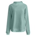 thumbnail image 4 of Bysome Women Sweatshirts Solid Color Long Sleeve Mandarin Collar Tees Autumn Comfortable Women Sweatshirt Size 3XL Green, 4 of 4