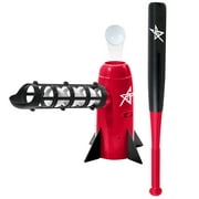 Future Stars Electronic Baseball Rocket Launcher Combo Set - 1 Electronic Pitching Machine with 5-ball feeder, 1 24" telescoping bat, 5 plastic baseballs - Unisex - Perfect for all players!