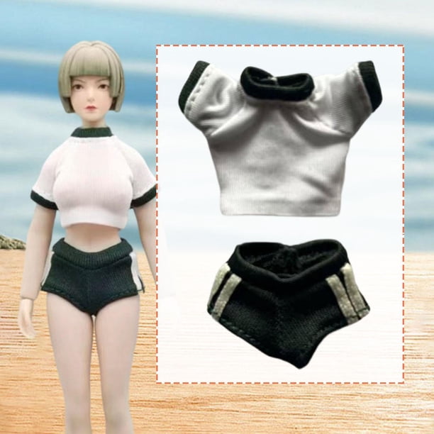 Conjunto de ropa para figuras de acción 1/12: top corto y pantalones cortos. Conjunto de ropa deportiva de moda para muñecas. Camisa de corta Verde