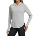 thumbnail image 3 of XINPING Women's UPF 50+ Sun Protection Hoodie Ice Silk Jacket Lightweight Long Sleeve Shirt with Pocket Yoga Running Sun Sports T Shirt, 3 of 5