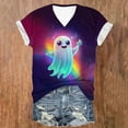 thumbnail image 3 of 2025 Halloween Shirts for Women Short Sleeve Cute Funny Ghost Pumpkin Graphic Tees V Neck Basic Tunic Tops, 3 of 4