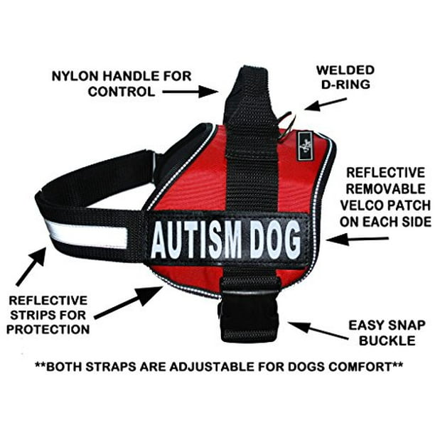 Autism Nylon Service Dog Vest Harness. Purchase Comes with 2 Reflective