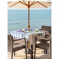thumbnail image 3 of Outdoor Tablecloth with Umbrella Hole for Patio/Picnic/Party/Camping, Purple Lavender Waterproof Table Cloth Square Cover Washable, Spring Daisy Butterfly Plants Watercolor Blue (54"x 54"), 3 of 8