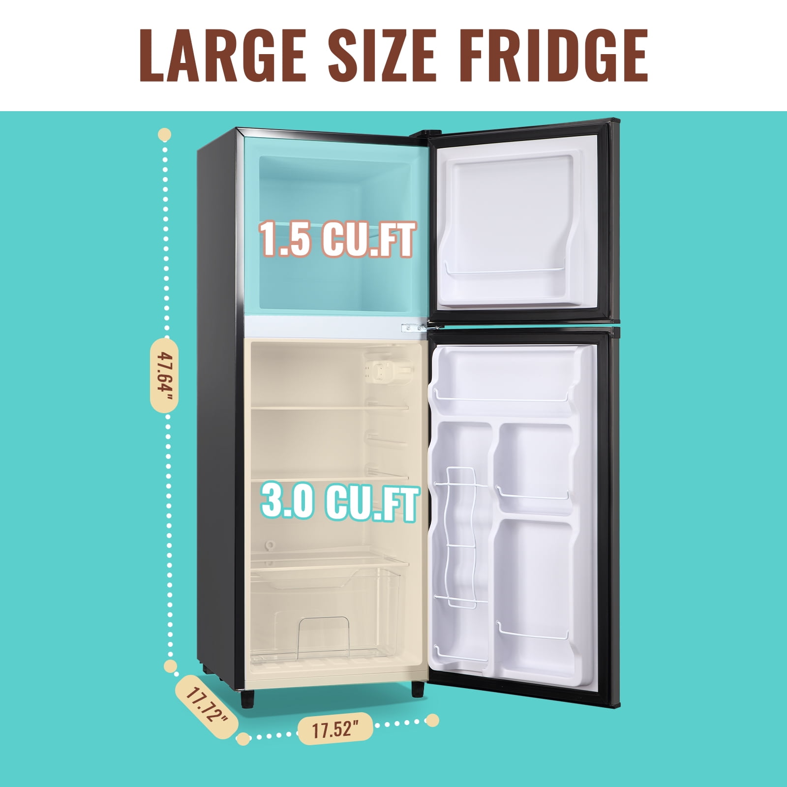 WANAI 4.5 Cu.ft Large Size Mini Fridge with 7 Adjustable Thermostat Compact Refrigerator Dark Grey