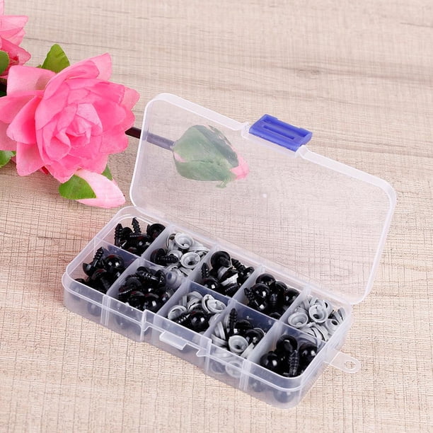 100 ojos de seguridad de plástico para caja de manualidades de animales de muñeca de oso de peluche (10 mm)
